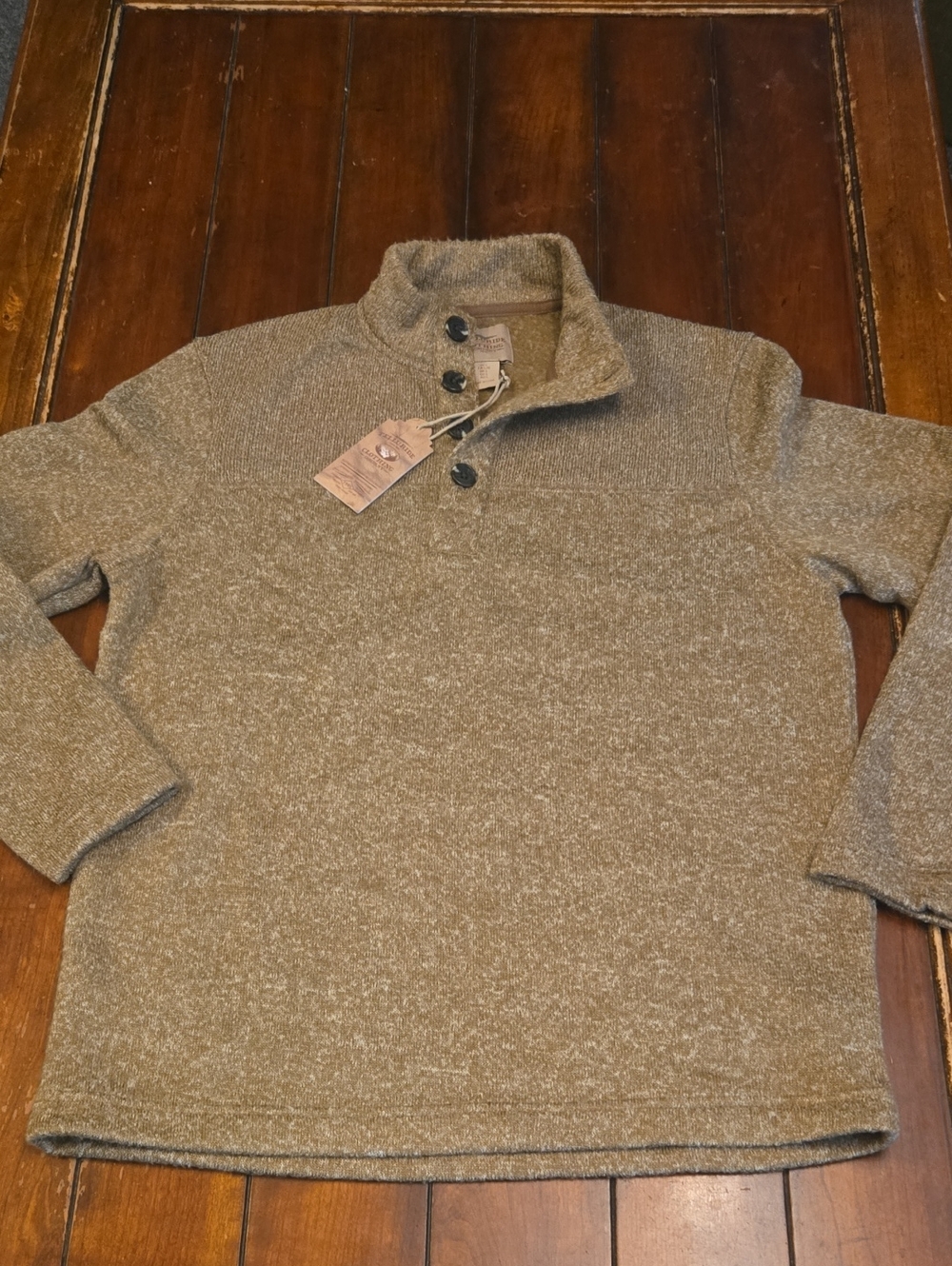 Men's Brown Knit Quarter-Button Pullover Sweater